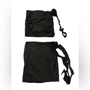 Elegant Black Two-Piece Dress with Floral Rose Detail